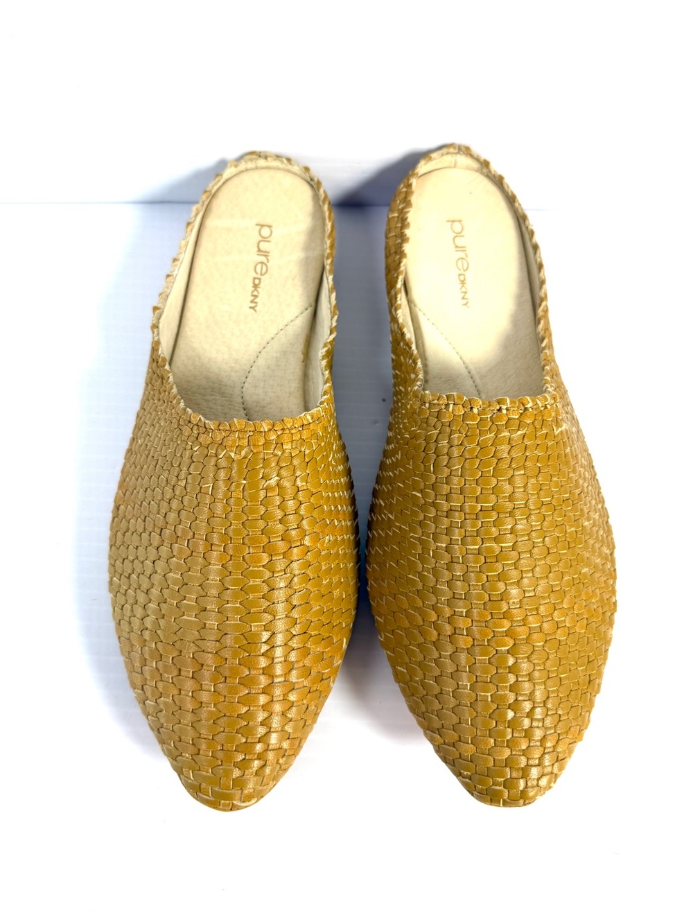 PUREDKNY Woven Slip-On Mule in Mustard